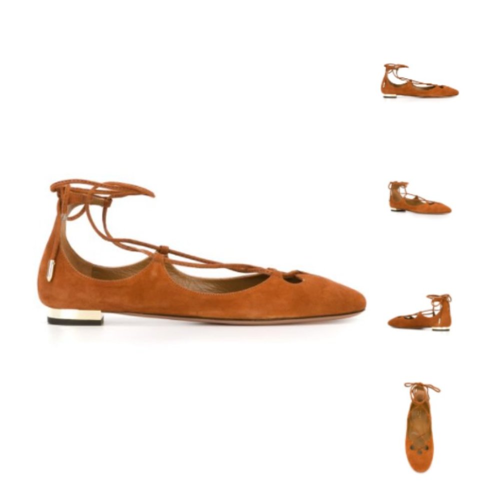 Aquazzura Caramel dancer suede ballet flat (us 7)